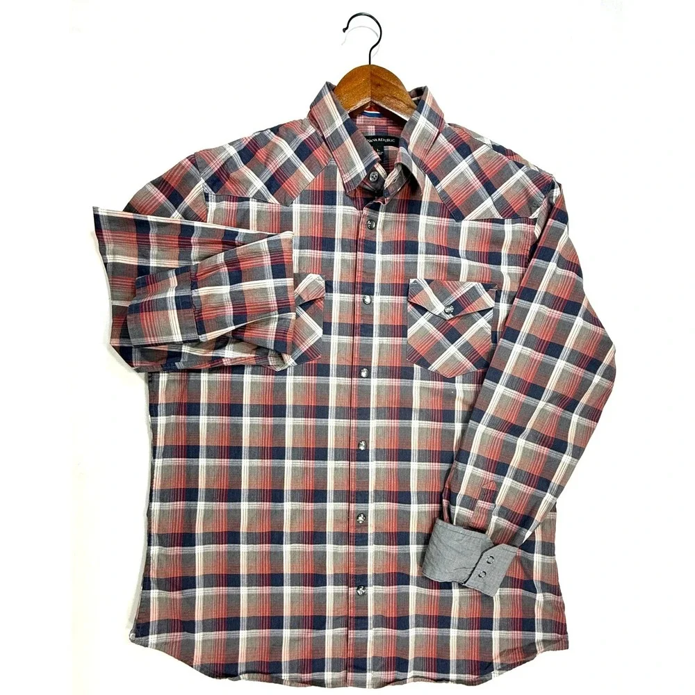 Banana Republic, Plaid Button Down Shirt Long Sleeve Casual Western, Men's Large